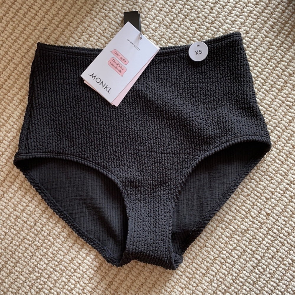 Monki Maj-Lis Ribbed Bikini BOTTOMS Size XS